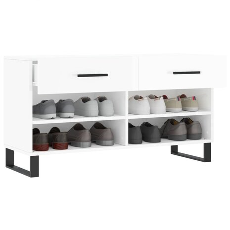 Schoenenbank 102x35x55 cm bewerkt hout hoogglans wit 4
