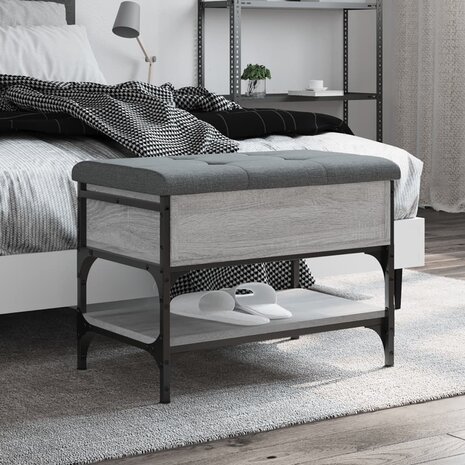 Schoenenbank 62x42x45 cm bewerkt hout grijs sonoma eikenkleurig 1