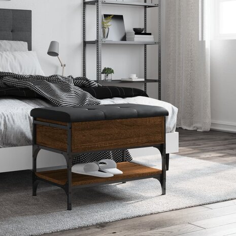 Schoenenbank 62x42x45 cm bewerkt hout bruin eikenkleur 3