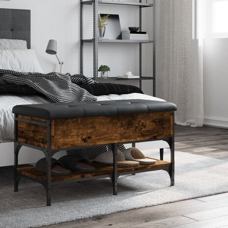 Schoenenbank 82x42x45 cm bewerkt hout gerookt eikenkleurig 3