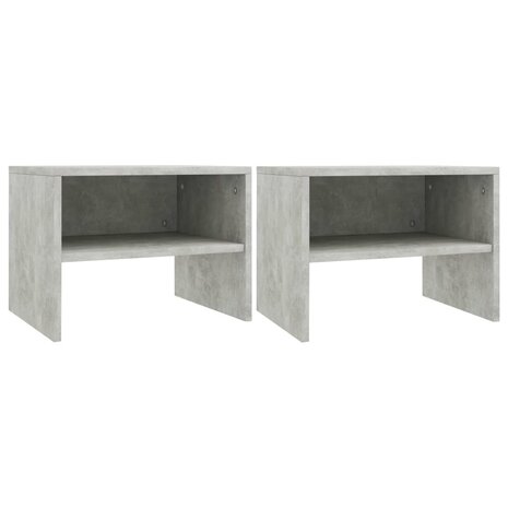 Nachtkastjes 2 st 40x30x30 cm bewerkt hout betongrijs 1