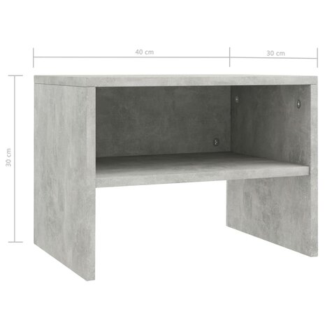 Nachtkastjes 2 st 40x30x30 cm bewerkt hout betongrijs 7