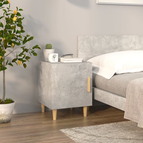 Nachtkastje bewerkt hout betongrijs 1