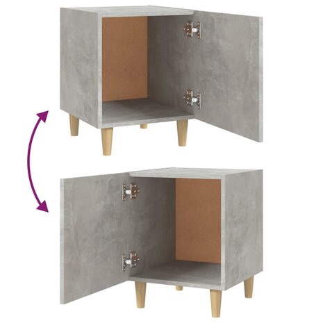 Nachtkastje bewerkt hout betongrijs 6