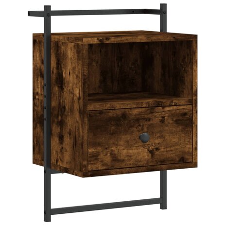 Nachtkastje wandgemonteerd 40x30x61 cm hout gerookt eikenkleur 2