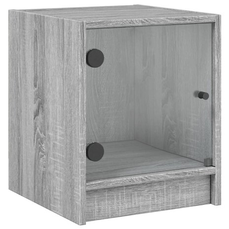 Nachtkastje met glazen deur 35x37x42 cm grijs sonoma eikenkleur 2