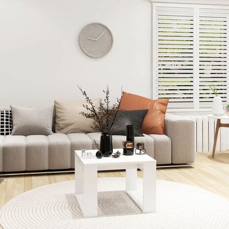Bijzettafel 50x50x35 cm bewerkt hout wit 3