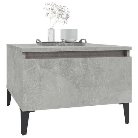 Bijzettafel 50x46x35 cm bewerkt hout betongrijs 4