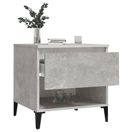 Bijzettafel 50x46x50 cm bewerkt hout betongrijs 5