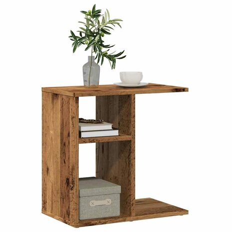 Bijzettafel 50x30x50 cm bewerkt hout oud houtkleurig 1