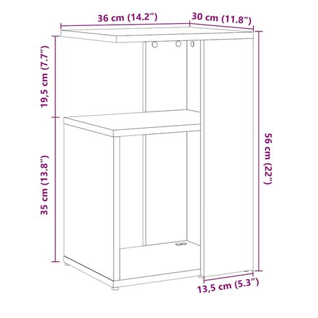 Bijzettafel 50x30x50 cm bewerkt hout oud houtkleurig 9