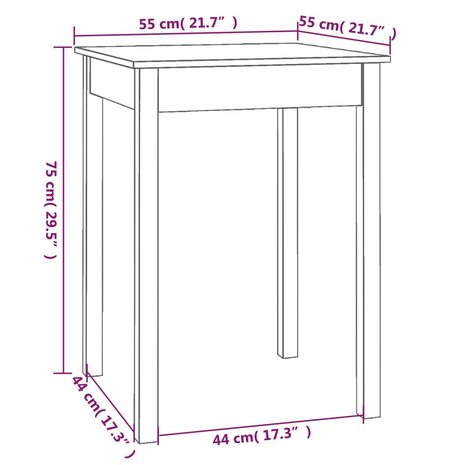 Eettafel 55x55x75 cm massief grenenhout wit 8