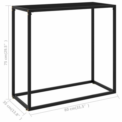 Wandtafel 80x35x75 cm gehard glas zwart 6