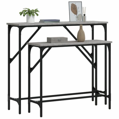 Wandtafels 2 st bewerkt hout grijs sonoma eikenkleurig 3