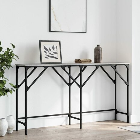 Wandtafel 140x29x75 cm bewerkt hout grijs sonoma eikenkleurig 3