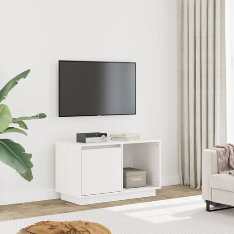 Tv-meubel 74x35x44 cm massief grenenhout wit 1