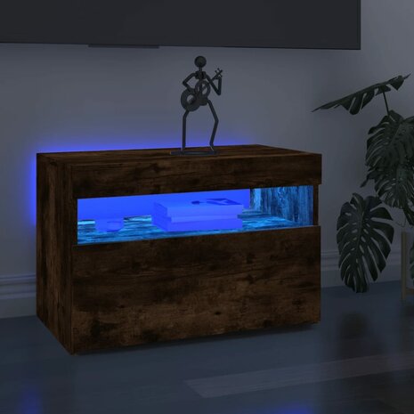 Tv-meubel met LED-verlichting 60x35x40 cm gerookt eikenkleurig 1