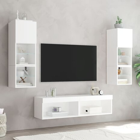 Tv-meubel met LED-verlichting 60x30x30 cm wit 4