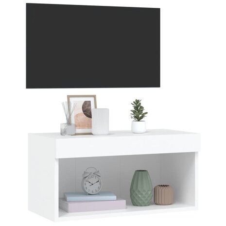 Tv-meubel met LED-verlichting 60x30x30 cm wit 6