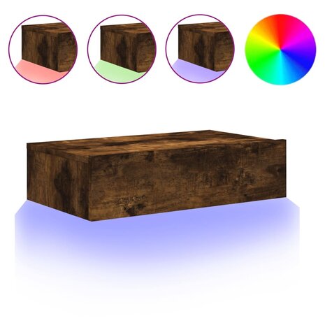 Tv-meubel met LED-verlichting 60x35x15,5 cm gerookt eikenkleur 2