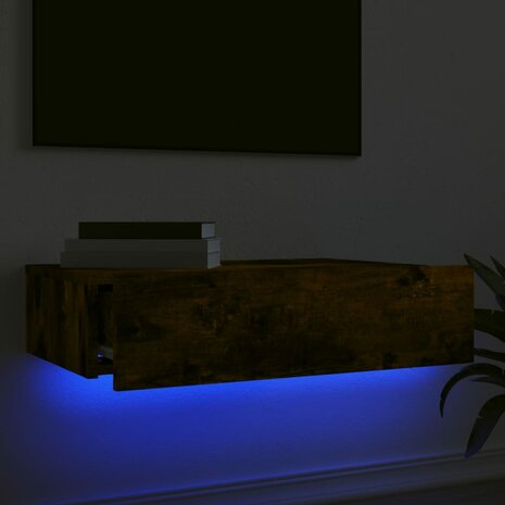 Tv-meubel met LED-verlichting 60x35x15,5 cm gerookt eikenkleur 4