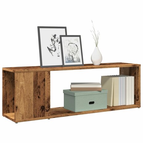 Tv-meubel 100x24x32 cm bewerkt hout oud houtkleurig 1