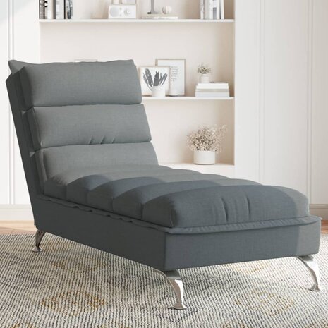 Chaise longue met kussens stof donkergrijs 1