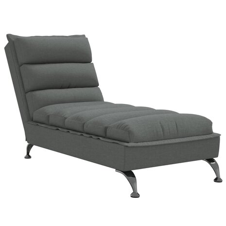 Chaise longue met kussens stof donkergrijs 2