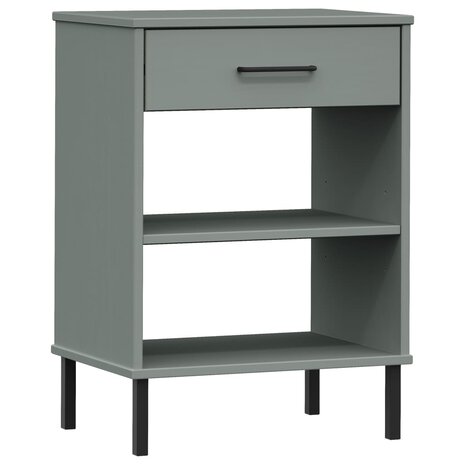Wandkast met metalen poten OSLO massief grenenhout grijs 2