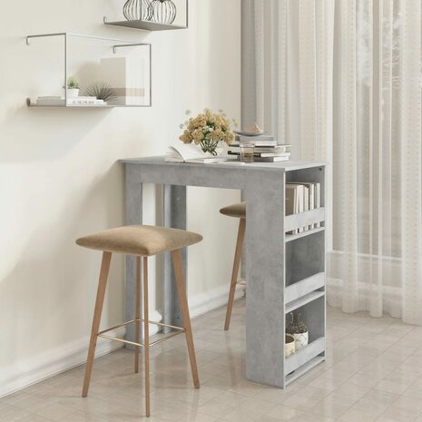 Bartafel met opbergrek 102x50x103,5 cm spaanplaat betongrijs 1
