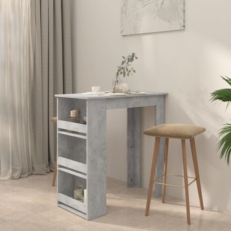 Bartafel met opbergrek 102x50x103,5 cm spaanplaat betongrijs 3