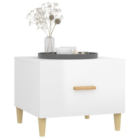 Salontafel 50x50x40 cm bewerkt hout hoogglans wit 5