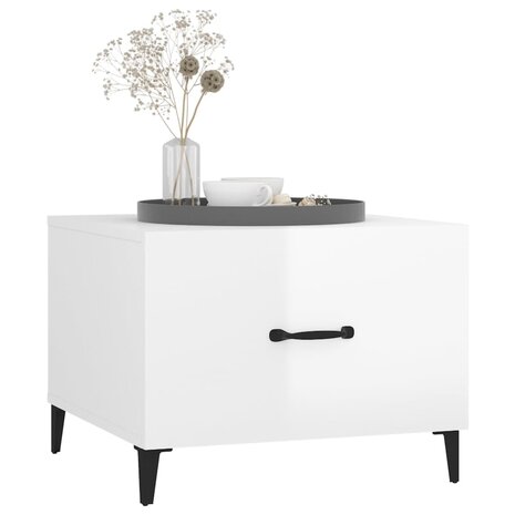 Salontafels 2 st met metalen poten 50x50x40 cm hoogglans wit 4