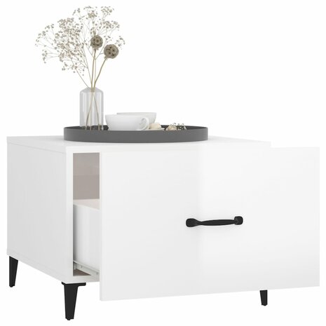 Salontafels 2 st met metalen poten 50x50x40 cm hoogglans wit 5