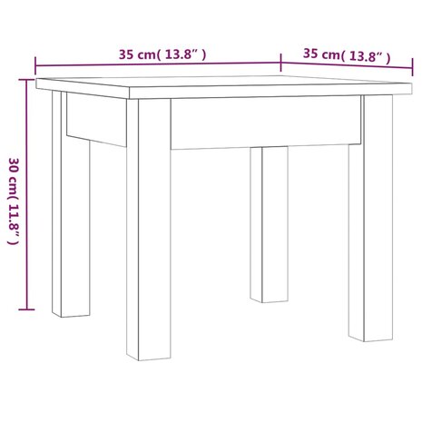 Salontafel 35x35x30 cm massief grenenhout grijs 7