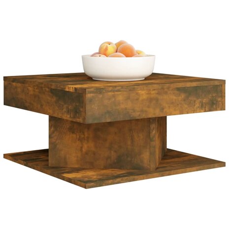 Salontafel 57x57x30 cm bewerkt hout gerookt eikenkleurig 3