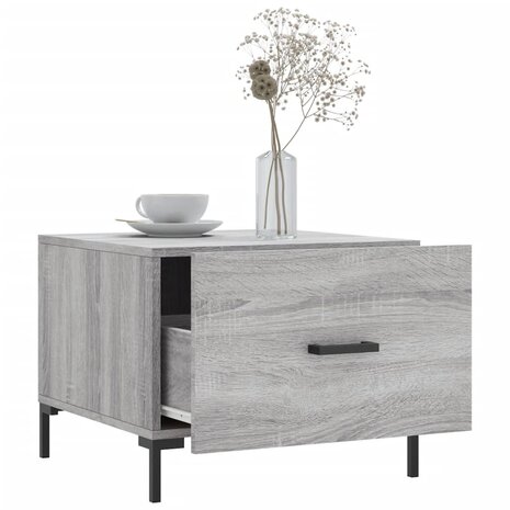 Salontafel 50x50x40 cm bewerkt hout grijs sonoma eiken 4