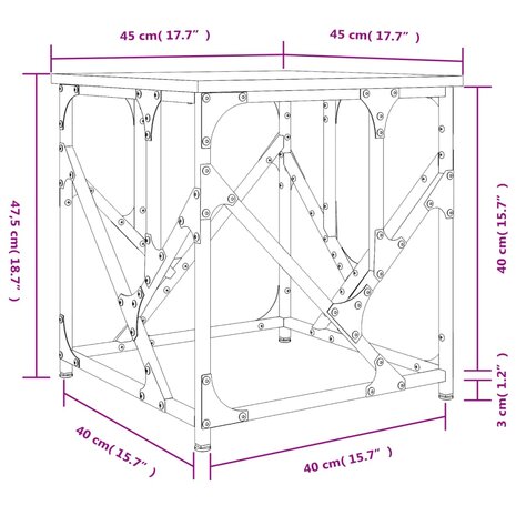 Salontafel 45x45x47,5 cm bewerkt hout gerookt eikenkleurig 9