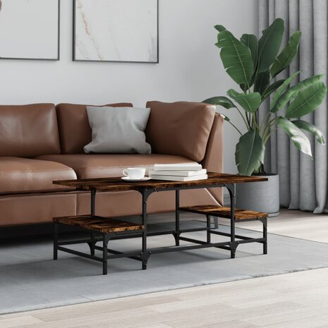 Salontafel 100x50,5x40 cm bewerkt hout gerookt eikenkleurig 1
