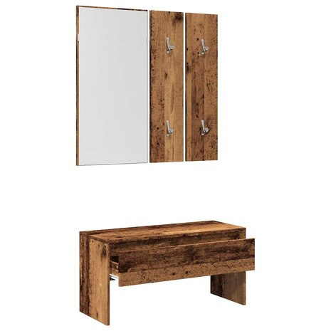 Halmeubelset bewerkt hout oud houtkleurig 4