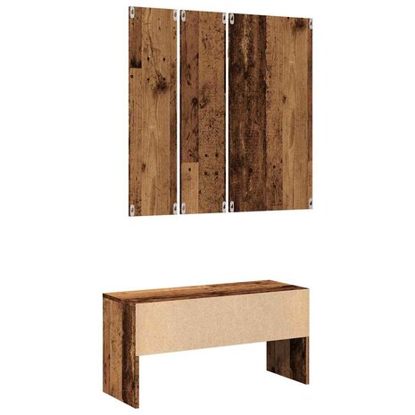 Halmeubelset bewerkt hout oud houtkleurig 7