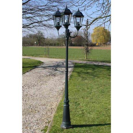 Tuinlantaarn Brighton 3-arms 230 cm donkergroen/zwart 1