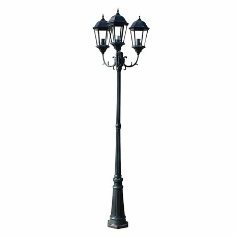 Tuinlantaarn Brighton 3-arms 230 cm donkergroen/zwart 2