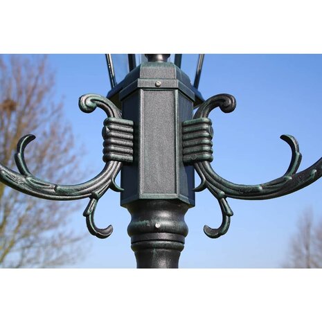 Tuinlantaarn Brighton 3-arms 230 cm donkergroen/zwart 4