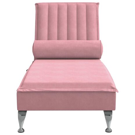 Massage chaise longue met bolster fluweel roze 4