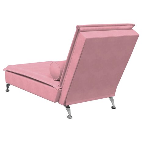 Massage chaise longue met bolster fluweel roze 6
