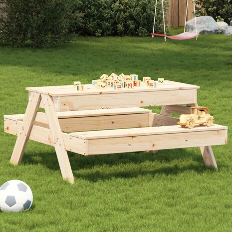 Picknicktafel met zandbak voor kinderen massief grenenhout 1