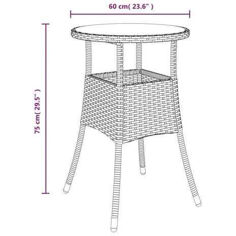 3-delige Tuinset met kussens poly rattan en glas zwart 9