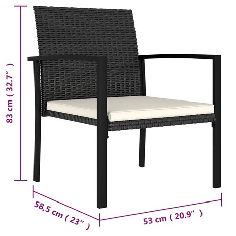 Tuinstoelen 2 st poly rattan zwart 5