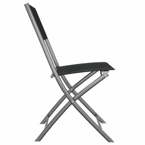 Tuinstoelen inklapbaar 2 st staal en textileen zwart 5